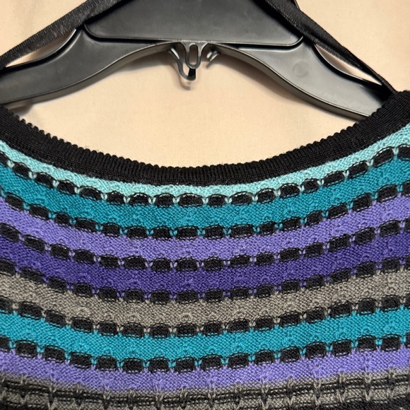 Free People Knit Striped Mini Dress, Size M, Color Black/Purple/Gray/Blue/Teal - Picture 8 of 10